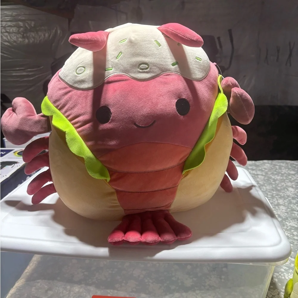 NEW Squishmallows 16" Lorono Red Lobster in Lobster Roll Plush. - Picture 5 of 7